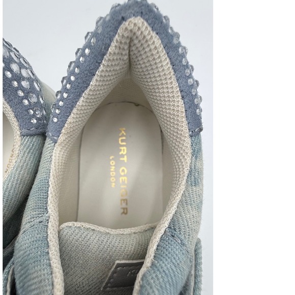 Kurt Geiger London Mini Laney Bow Blue Crystal Embellished Platform Sneakers 28 - Picture 7 of 10